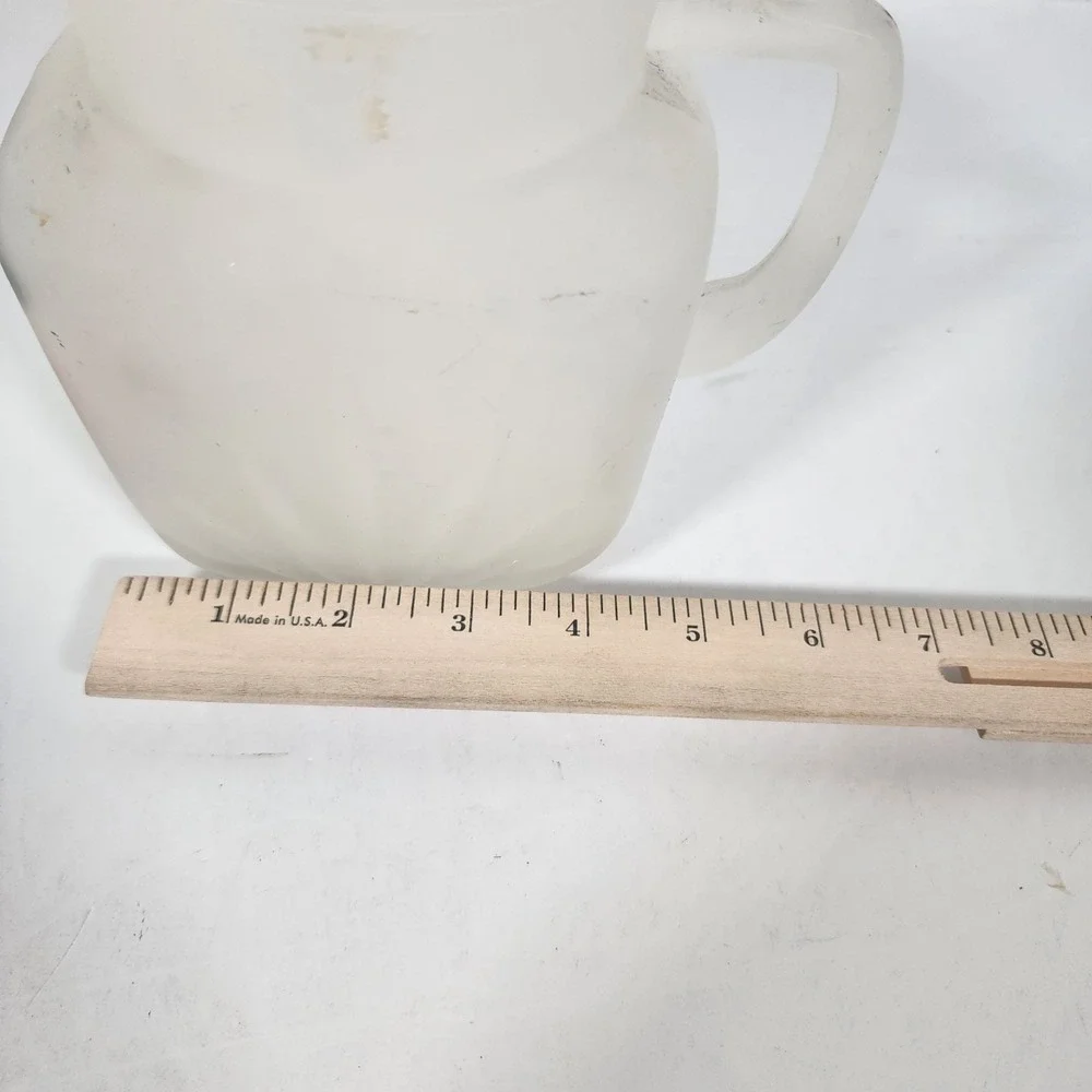 Vintage Frosted Glass Fruit Motif Creamer Pitcher Country Kitchen Decor